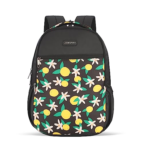 Lavie Sport 26 litres Lime Floral Printed School Backpack for Girls | Stylish and Trendy Casual Backpack