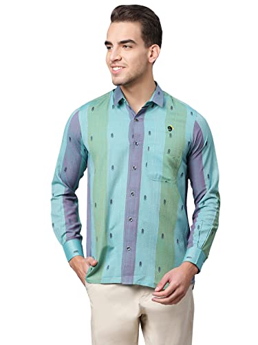 Shree Ram Krishna Regular Fit Men’s Shirt (SRK-MS-6001_Turquoise L)