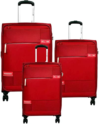 VIP Zion Polyester NXT 8W TSA Lock and Anti Theft Zip Luggage Trolley (Red, Cabin-58cm, Medium-70cm, Large-80cm) – Set of 3