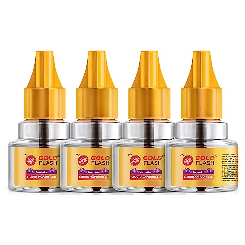 Good knight Gold Flash Liquid Vapourizer | Mosquito Repellent Refill | Lavender Fragrance | Pack of 4 (45ml each)