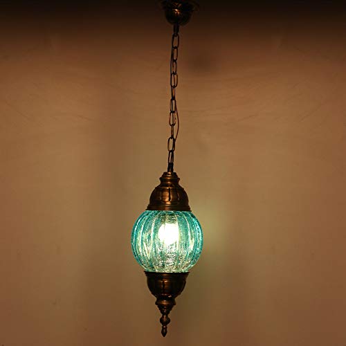 Globe Shape Doom Pendent Hanging Colourful Ceiling Lamp Light, Compatible with 5 to 60 Watt LED, Round, Glass