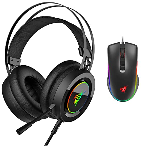 Redgear Cloak Wired RGB Wired Over Ear Gaming Headphones with Mic for PC & A-20 Wired Gaming Mouse with RGB and Upto 4800 dpi for Windows PC Gamers.