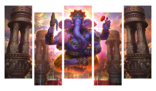 PAPER PLANE DESIGN Lord Ganesha Wall Painting Art for Home and Office wall Large Size, 5 Split Panels, 27×50 Inches