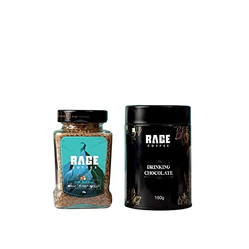 Rage Coffee Combo – Instant Coffee And Drinking Chocolate Powder Mix | 50 gms & 100 gms | Irish Hazelnut Flavoured Coffee | Made In India