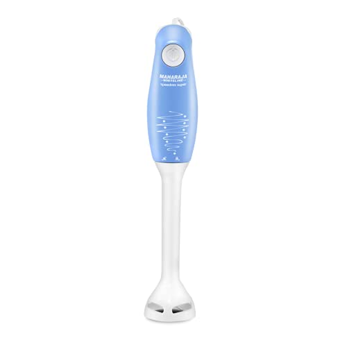 Maharaja Whiteline HB-129 175 Watt Hand Blender, Stainless Steel Blades, Long Lasting Performance With 175W Motor, Detachable Anti Splash Plastic Foot (Blue And White)
