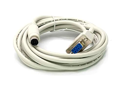 Xinje PLC Programming Cable 2.5 Meters DB9-Pin Female To 8-Pin Mini Din RS232 Cable (White)