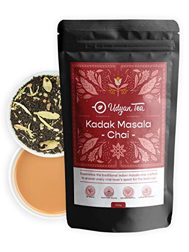 Udyan Tea Kadak Masala Chai, 250g (100 Cups)|Spice Chai latte with Traditional Indian Recipe | Natural Ingredients Masala Chai | Rich and Flavourful Chai – Premium Blend of Fresh Tea Leaves
