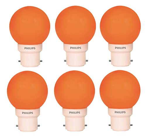 PHILIPS Deco Mini 0.5-Watt Base LED Bulb (Orange) – Pack of 6