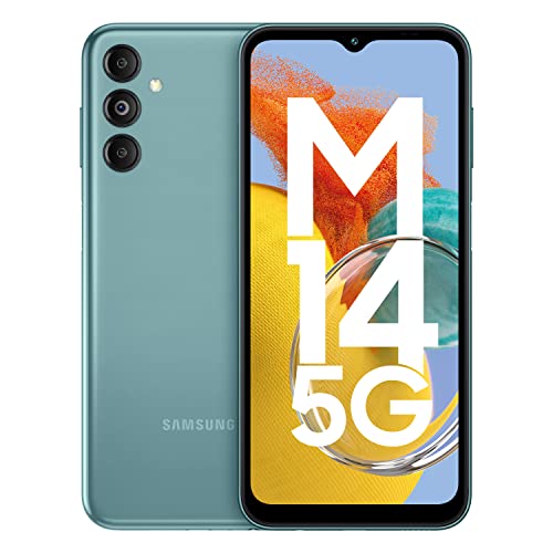 Samsung Galaxy M14 5G (Smoky Teal, 4GB, 128GB Storage) | 50MP Triple Cam | 6000 mAh Battery | 5nm Octa-Core Processor | Android 13 | Without Charger