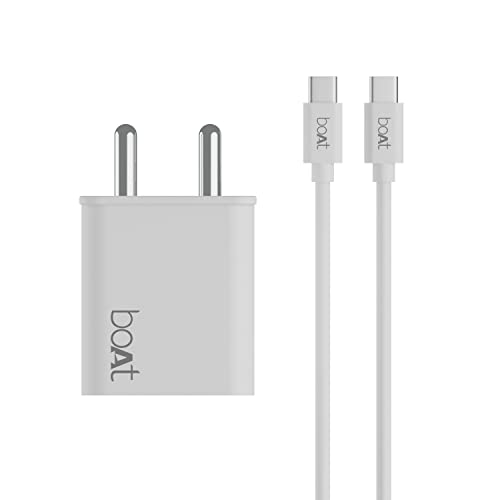 boAt WCDV 22.5W Dual Port Wall Charger with 18W Quick Charge 3.0 & 22.5W Power Delivery Support, Smart IC Protection, Auto Detection, Corrosion Resistant Pins & PD Cable(White)