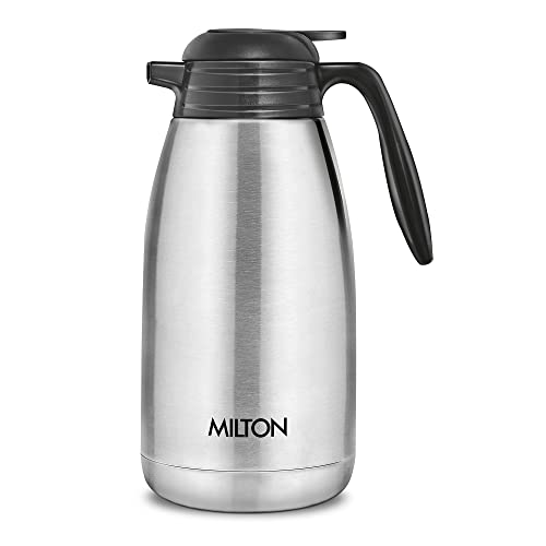Milton Classic 2000 Thermosteel Carafe 24 Hours Hot and Cold, 2000 ml, Silver | Leak Proof | Rust Proof | Vacuum Insulated