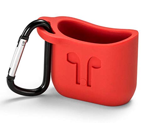 GADGETSWRAP Soft Silicone Case Sleeve Cover Keychain Hook Compatible with Airpods – Red