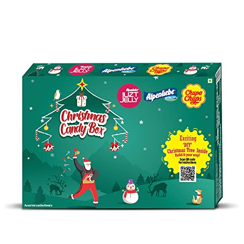 Christmas Candy Box (Assorted Pack of Candies, Chews & Lollipops),Gift Pack with DIY Xmas Tree 345g