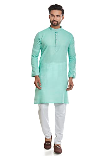 BE ACTIVE Men’s Linen Blend Kurta Pyjama Set|SK0189-5-XXL Green