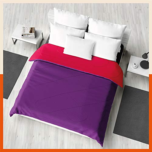 Bathla Siesta ELVA Reversible Microfiber Comforter/Blanket/Quilt/Duvet for Home with Ultra-Soft Fabric Cover & Siliconised Fill | Double – Red & Purple – 200 GSM