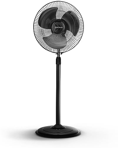 Longway Speedy P1 400 mm/16 inch Ultra High Speed 3 Blade Anti-Dust Decorative Star Rated Pedestal Fan (Black, Pack of 1)