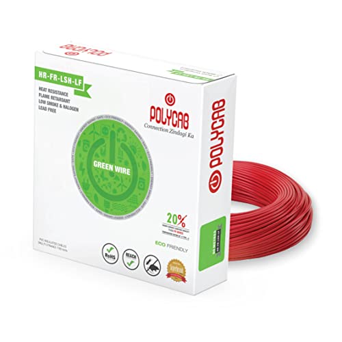 Polycab Eco-Friendly Greenwire PVC Insulated Copper Cable for Domestic & Industrial Connections Electric Wire (RED, 90m, 1sqmm)