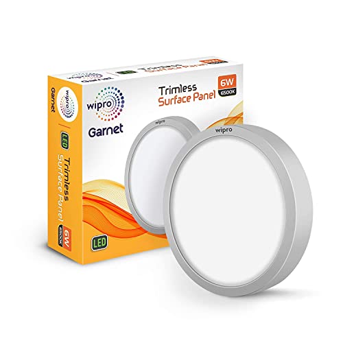 wipro D640665 Garnet 6-Watt Trimless Panel Light (Cool Day Light, White, Round)3-Aluminium,Corded Electric