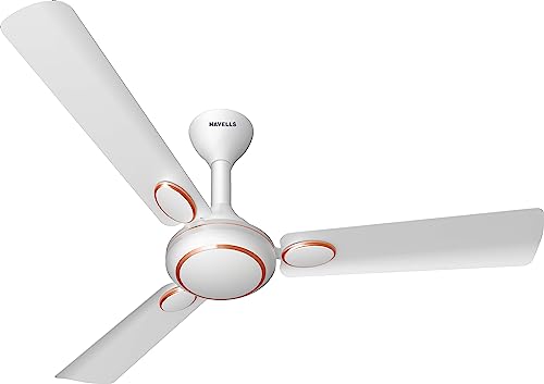 Havells Fusion Prime ES 1200mm Decorative Ceiling Fan with 100% Pure Copper|Watt: 52|Air Flow: 220 cmm|Speed: 350 RPM|65 dB|(Pearl White)