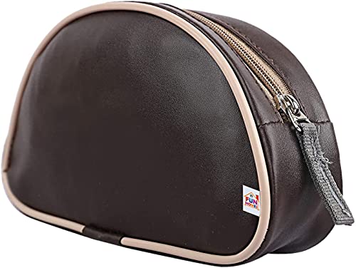 Fun Homes Soft Leather Travel Toiletry Organizer Dopp Kit Water-Resistant Shaving Bag for Toiletries Accessories (Brown)