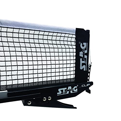 Stag New Clipper On Professional Grade Table Tennis (T.T) Net & Post Set| Quick Easy Setup and Spring Activated Clamp Net| Indoor & Outdoor Compatible Snap-On Ping Pong Table Net Post – (Alloy Steel)