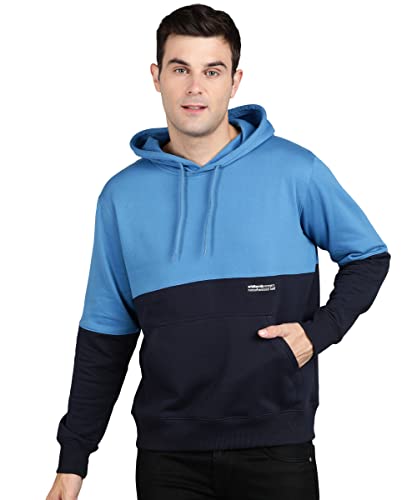 Alan Jones Clothing Men’s Colorblock Cotton Hoodies Sweatshirt (Blue_L)