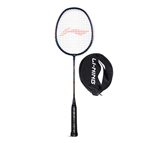 Li-Ning Mega Power 8 Strung Aluminum Badminton Racket with Head Cover (Multicolour), Navy/Pink