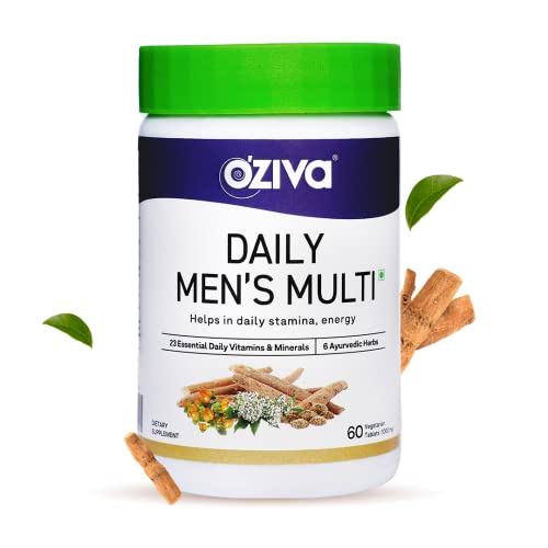 OZiva Daily Men’s Multi Tablets – 60 Veg Tablets (Multivitamin for Men with Ashwagandha, Akarkara & Choline) for Daily Stamina, Energy & Immunity