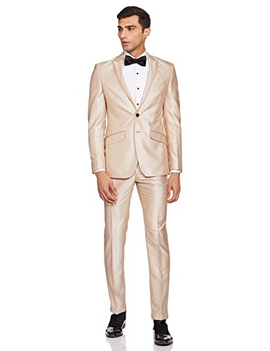 Park Avenue Rayon Blend Men’s Full Sleeve Slim FIT Medium Fawn Formal Suit (PMDP03497-F4 30)