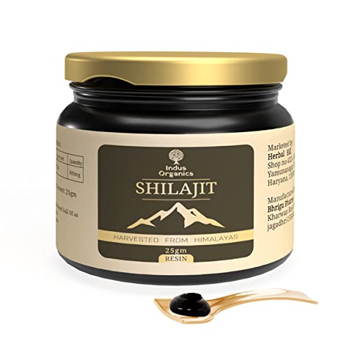 Indus Organics Pure Himalayan Original Shilajit/Shilajeet Resin (25gm) for Men and Women | Strength | Stamina | Focus | Vitality | Performance | Immunity | Certified |
