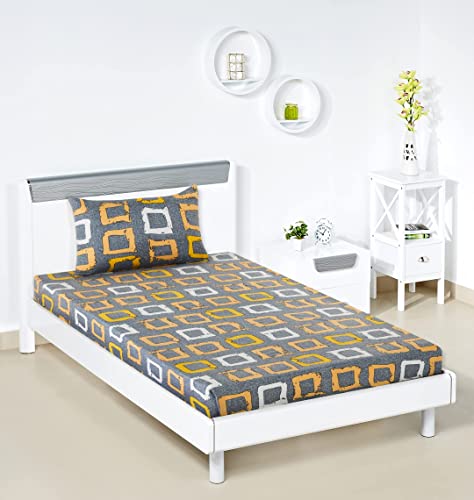 Amazon Brand – Solimo Polycotton Jazzy Hues Single Bedsheet with 1 Pillow Cover, Multicolor, 95 GSM