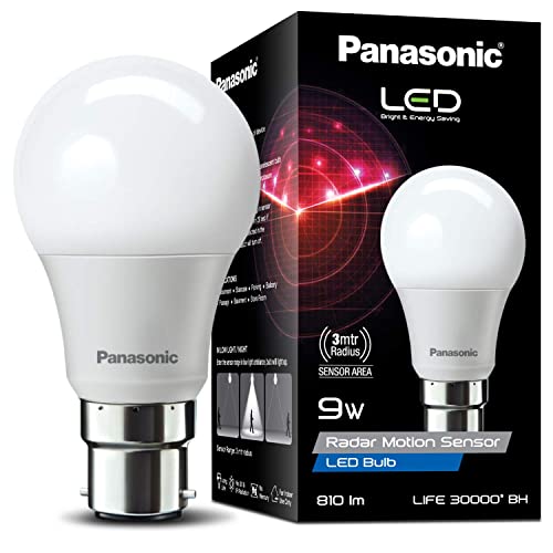 Panasonic ABS Plastic 9W Led Bulb | Led Bulb 9 Watt With B22 Base | 4Kv Surge Protection 9 Watt Bulb (Cool Day Light, Pack Of 2), Grey