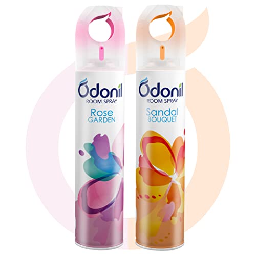 Odonil Room Air Freshner Spray – 440ml Combo (Pack of 2, 220ml each) | Rose Garden & Sandal Bouquet | Nature Inspired Fragrance for Home & Office | Long Lasting Fragrance