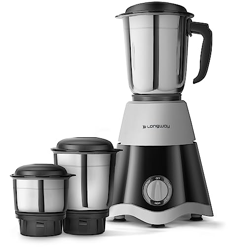 Longway Super Dlx Mixer Grinder (Powerful Motor with 1 Year warranty(Black & Grey) (3 Jar)