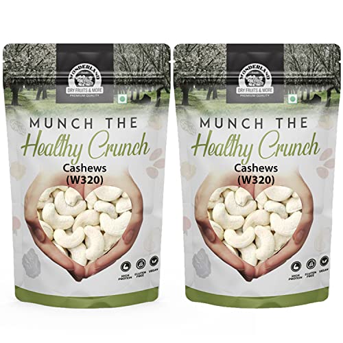 WONDERLAND FOODS Dry Fruits Whole Cashews (Kaju) W320-Grade 800g (400g X 2 Pouch)