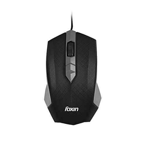 Foxin Smart-Grey Wired Plug & Play USB Mouse, High Resolution 6400 Dpi Optical Sensor, Clickable Scroll Wheel, Quick Response Ergonomic Mouse for Comfortable All-Day Grip for Pc/Laptop (Smart-Grey)