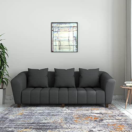 Amazon Brand – Solimo Wooford 3 Seater Sofa (Fabric, Steel Grey)