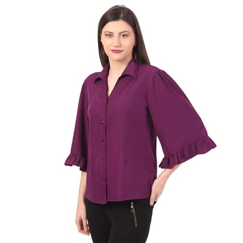 YURI Women’s Umbrella Sleeve Woman Shirt Formal Purple_Small
