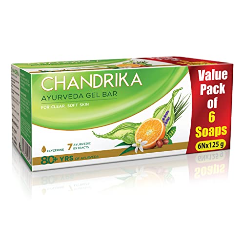 Chandrika Glycerine Ayurveda gel bar to Chandrika Glycerine Ayurveda gel bar for clear soft skin (6x125g)