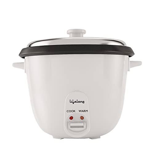 Lifelong LLRC02 Electric Rice Cooker 1.8 Litres|700 watt| Aluminium Cooking Pan| One Touch Operation & Keep Warm Function| Cool Touch Outer Body (White)