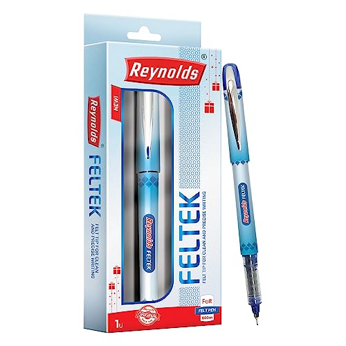 Reynolds FELTEK 1 CT BOX – BLUE | Roller Ball Point Pen set With Comfortable Grip | Pens For Writing | School and Office Stationery | 0.5mm Tip