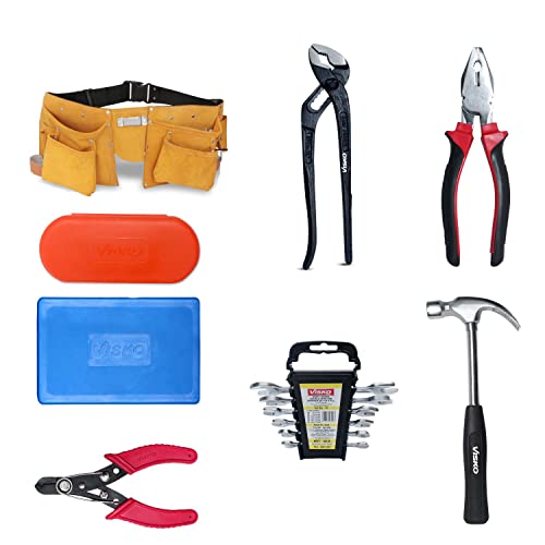 VISKO 825 Hand Tools kit of 26 Pcs With Tool Bag | 3 Pliers |Hammer | Allen Key | 9 Pcs | Screwdrivers | 6Pcs | Spanners | 6Pcs | Pincer Plier | Hand Tool Kit | Home Appliance | Multicolor |