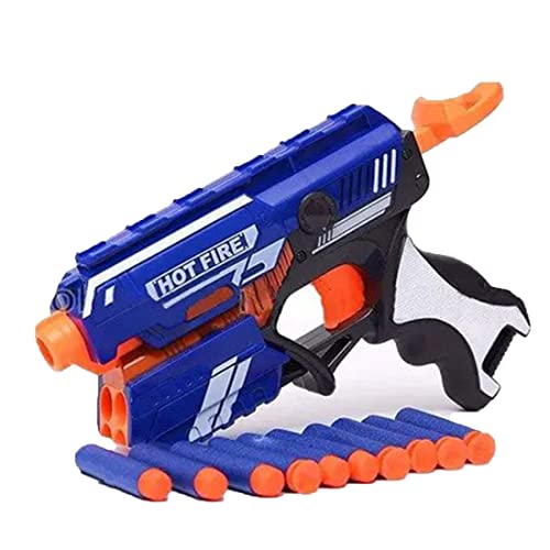 Toy Imagine™ Blaze Storm Hot Fire Dart Gun Toy with 10 Safe Soft Foam Bullet for Target Shooting Fun Activity Battle Fight Indoor & Outdoor Game Best Birthday Gift for Children Kids Boys & Girls.