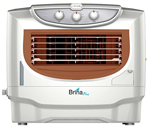 Havells Brina Plus 50 Litres Window Air Cooler with Humidity Control, Auto Drain and Dust Filter Net and Insect Free (50L, White, Brown)