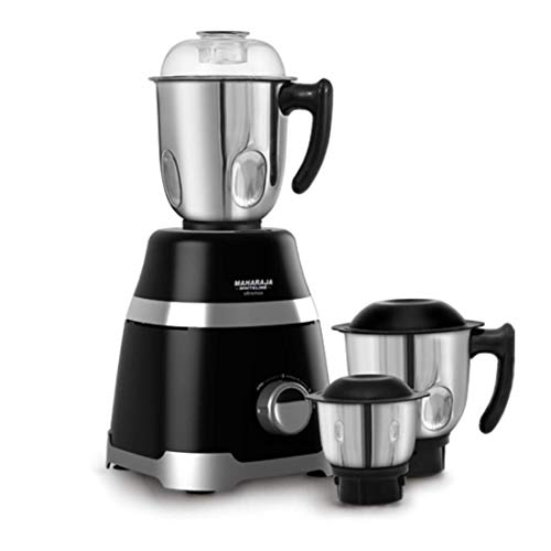 Maharaja Whiteline MX-220 1000 W Ultramax HD 3 Stainless Steel Jar Mixer Grinder (Black with Chrome Finish)