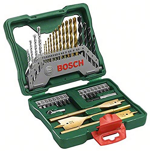 Bosch Professional Drill Bits And Screwdriver Bits Set, 40-Piece, X-Line Green, Masonry+Hss-Tin Metal+Wood Drill Bits, Screwdriver Bits, Countersink Bits And A Universal Holder