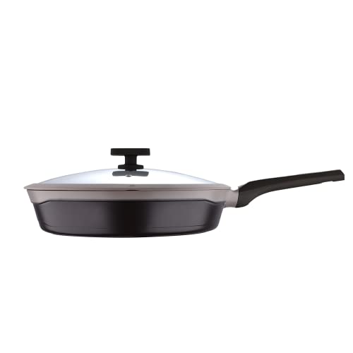 Bergner Gastro Non-Stick Frypan with Glass Lid 32cm, Induction Base & Ergonomic Soft Touch Handles, Brown