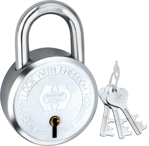 Harrison T-26/BCP-0272_PK 10 Steel 5 Levers Padlock with 3 Keys Each| Silver Finish| Round| Iron Padlock | Used for Travelling, Iron Grills| Pack of 10