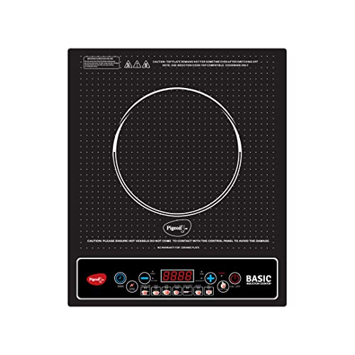 Pigeon Basic Induction Cooktop 1200 W, Auto-Shut off, Soft Push Button with 7 Segments LED Display for Power and Temperature – Black