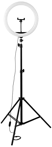 Amazon Basics LED Ring Light (12-inch) with Tripod Stand, Hot Shoe Adapter and 3 Temperature Modes for YouTube, Photo-Shoot, Vlogging & More